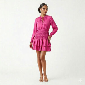 Liu Jo Pink Long Sleeve Ruffled Mini Dress- Size 4